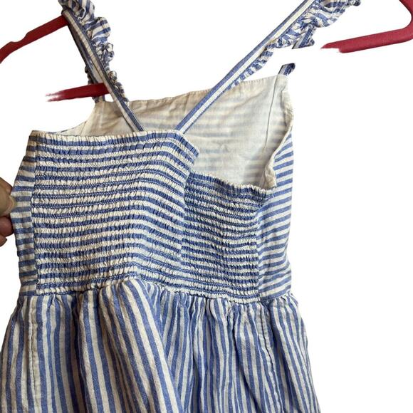 Gap Girls M Dress Blue White Stripe Tank Sleeveless Flutter Strap Woven - Picture 6 of 8